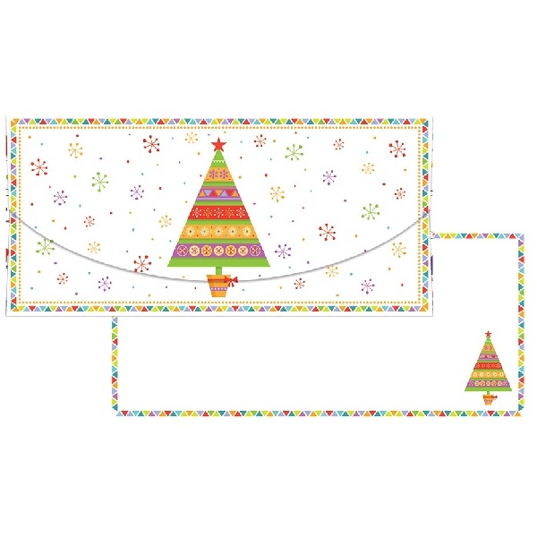 Darčeková obálka Stromček a vločky Multicolor 21 x 10 cm