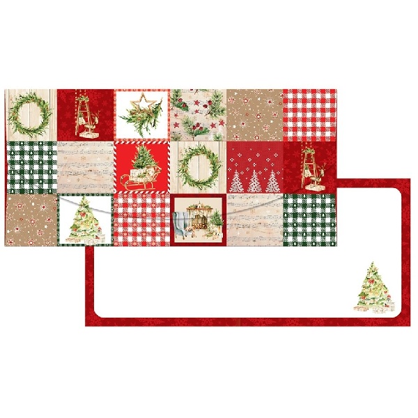 Darčeková obálka Vianočný patchwork 21 x 10 cm