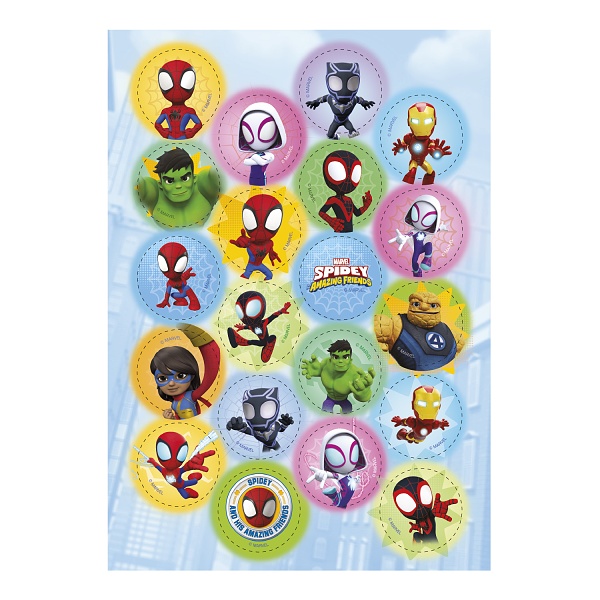 Dekorace na cupcakes fondnov list Spidey - 34 mm