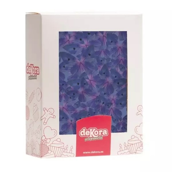 Dekorace na dort z jedlého papíru Motýli modro/růžoví 3-6 cm 79 ks