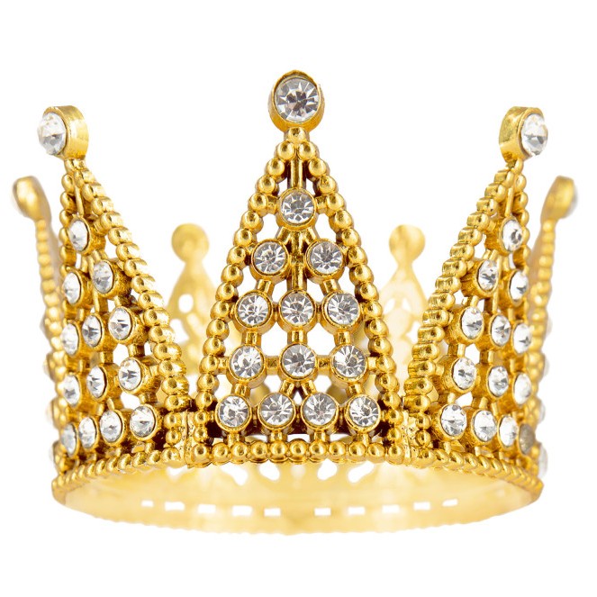 Dekorace na dort zlat� korunka se st��brn�mi krystaly 7 cm