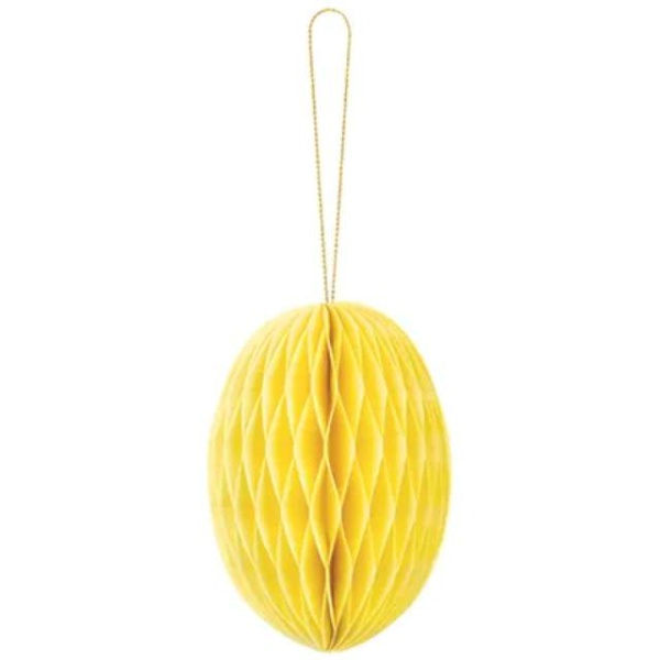 Dekorácia papierová Vajíčko, žlté 12 cm