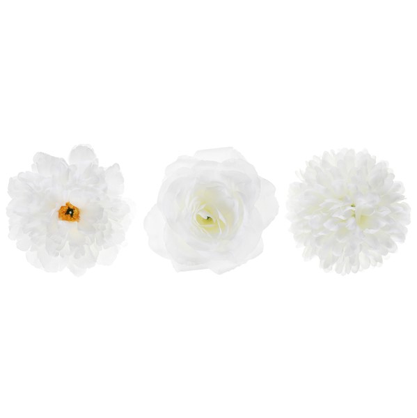 Dekorcia umel biele kvety 7, 9, 10 cm 9 ks