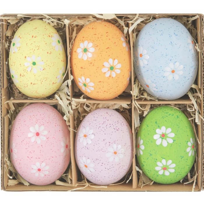 Dekorace velikono�n� vaj��ka s kv�tinami barevn� mix 6 ks