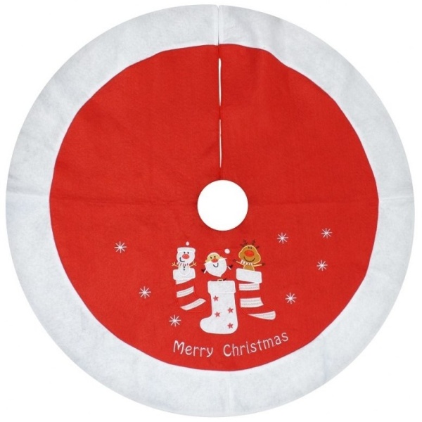 Dekoran podloka pod vianon stromek erveno-biela 80 cm