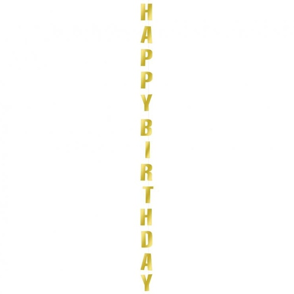 Dekoračný záves na balónik Happy Birthday zlatý 170 cm