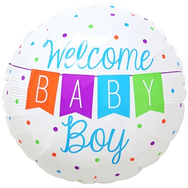 FóliovýBalónik guľatý s nápisom Welcome Baby Boy