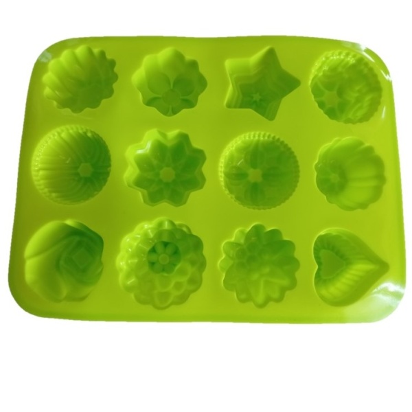 E-shop Forma na pečenie silikónová Mini tvary mix zelená 25x17 cm