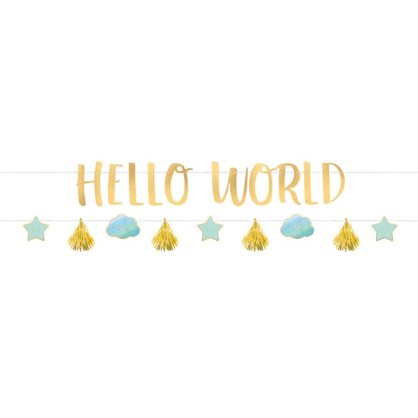 Girlanda s nápisom Hello World a doplnky 176 cm 2 ks