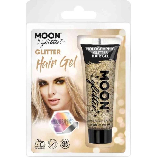 E-shop Gél na vlasy s glitrami holografický zlatý 20 ml
