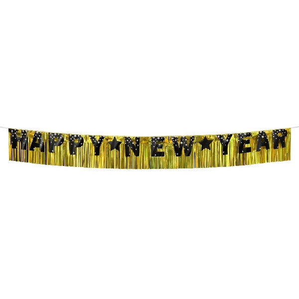 Girlanda papierov Happy New Year, zlat pozadie, 180 x 22 cm