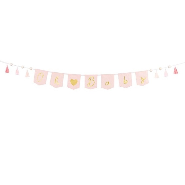 Girlanda papierová Oh Baby so strapcami svetlo ružová 2,5 m