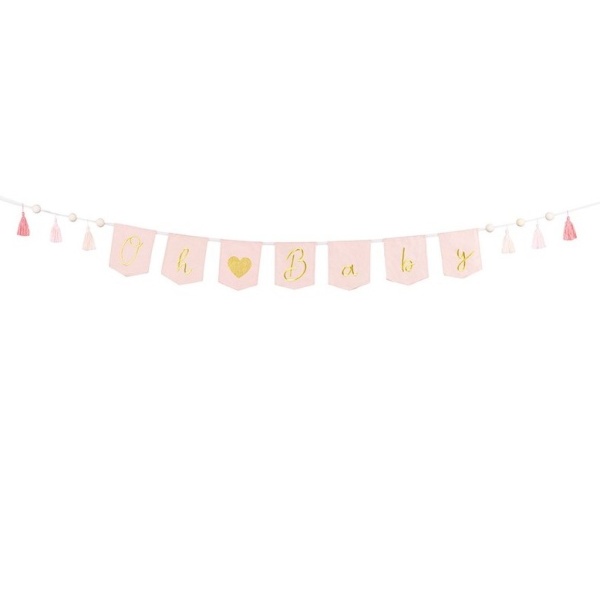 Girlanda papierov Oh Baby so strapcami svetlo ruov 2,5 m
