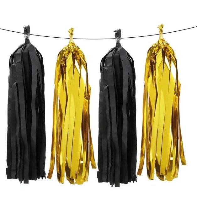 Girlanda třásňová černo-zlatá 250cm