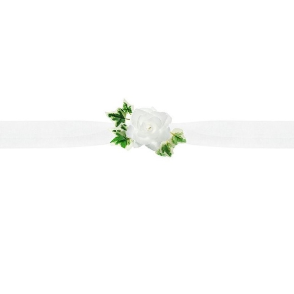 E-shop Girlanda tylová biela s ružami na auto 1,7 m