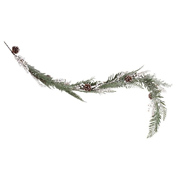 E-shop Girlanda vianočné Zasnežené listy s bielymi bobuľami 1,9 m
