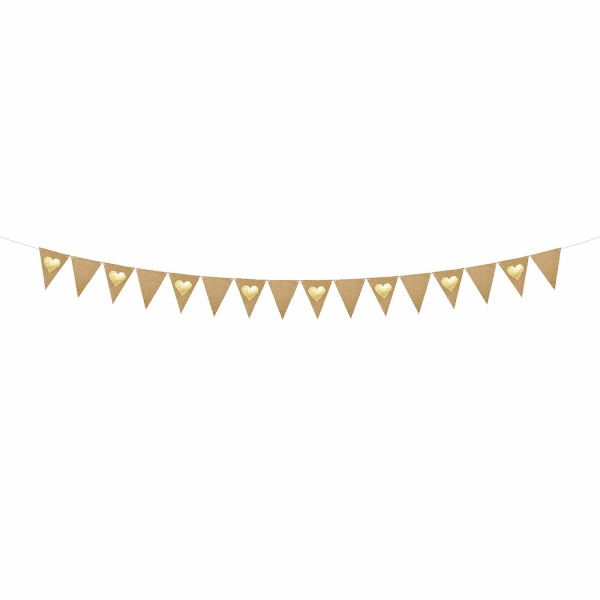 Girlanda vlajočková kraftová Zlaté srdiečka 230 cm