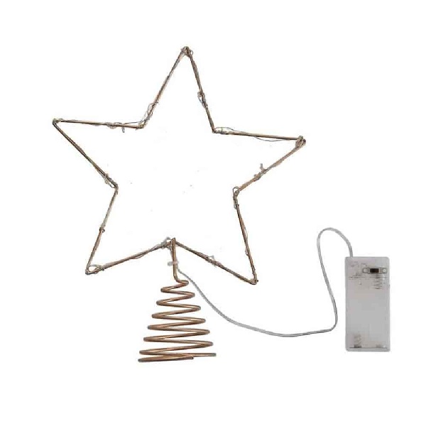 Hviezda na vianočný stromček zlatá so svetielkami 25 x 20 cm