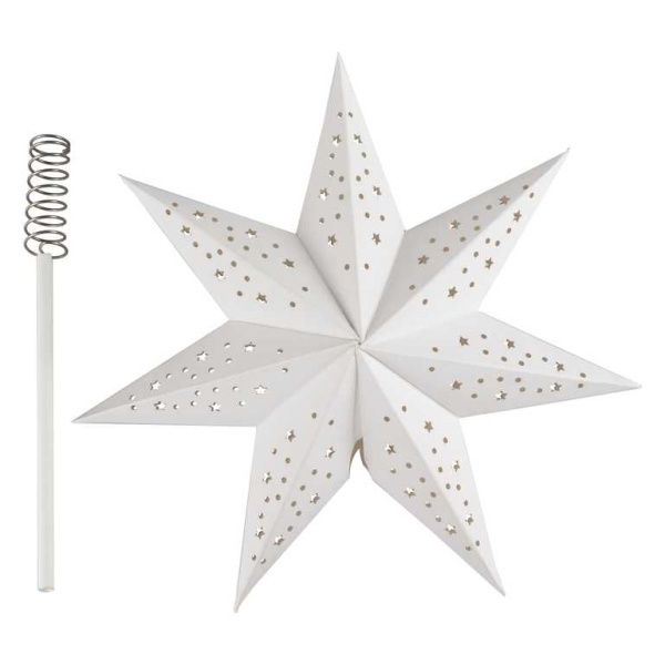Hviezda papierová biela špička na stromček 15 cm