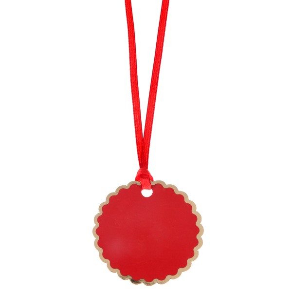 E-shop Menovky so stuhou vrúbkované okrúhle červené 5 cm, 6 ks