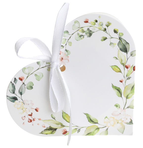 Menovky v tvare srdca Green Wedding 10x3x9 cm, 6 ks