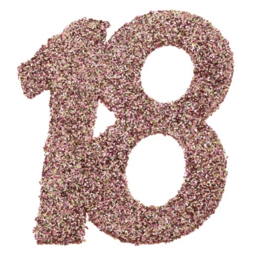 KONFETY glitrová číslica 18 Rose Gold 6x6cm 6ks