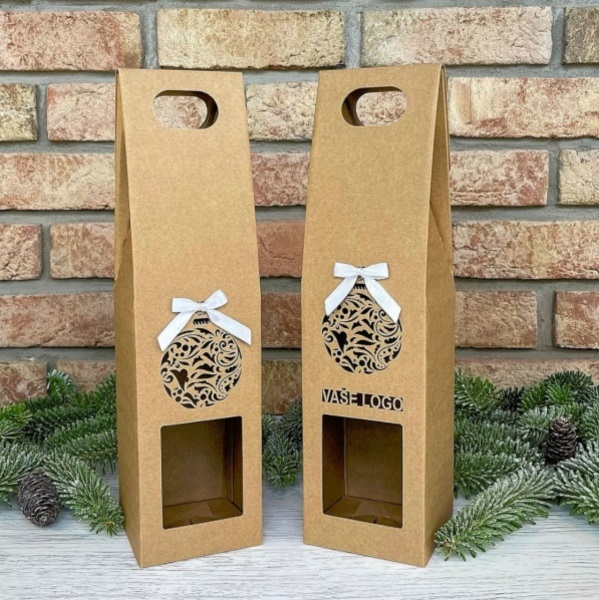 E-shop Krabice na víno vianočná Ozdoba s mašličkou