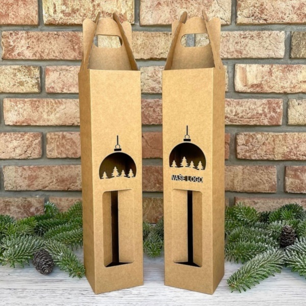 E-shop Krabica na víno vianočná Ozdoba so stromčekmi
