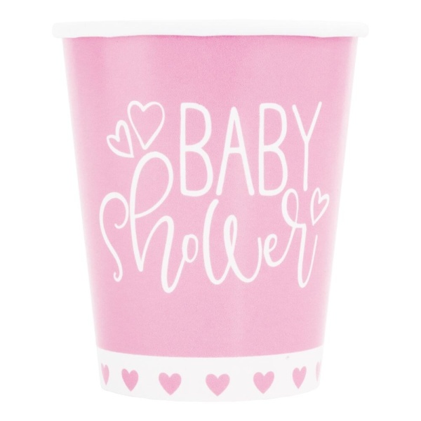 Kelímky papierové Baby Shower ružové 266 ml, 8 ks