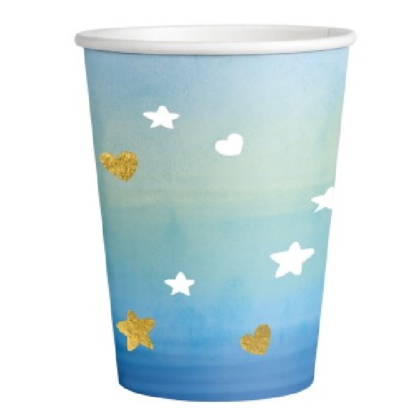 Tgliky papierov Hello world modr 250 ml 8 ks