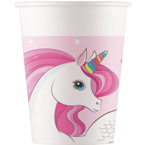 Tgliky papierov Jednoroec Rainbow Colors 200 ml 8 ks