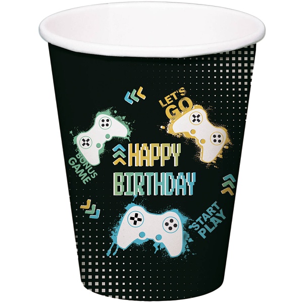 Tgliky papierov Level Up Game party 8 ks 250 ml