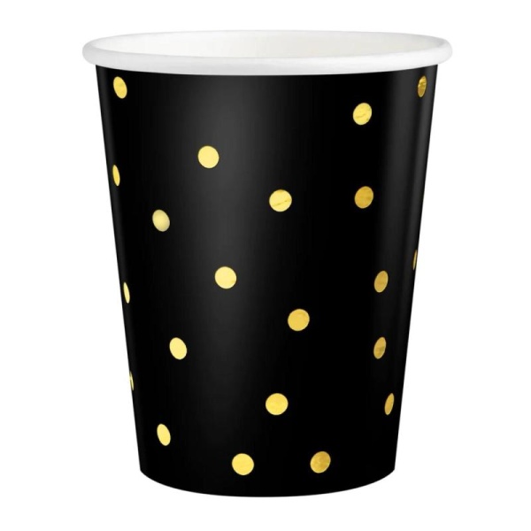 Tgliky papierov ierne so zlatmi bodkami 220 ml 6 ks