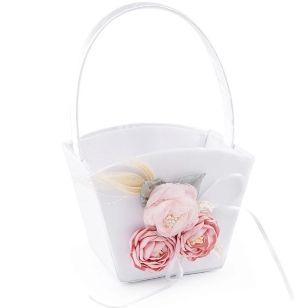 E-shop Košíček pre družičky s kvetmi biely