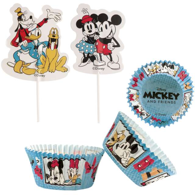 Košíčky na cupcakes so zápichmi Mickey Mouse 24 ks