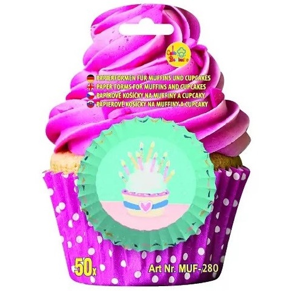 Koky na muffiny s motvom narodenej torty 50 ks