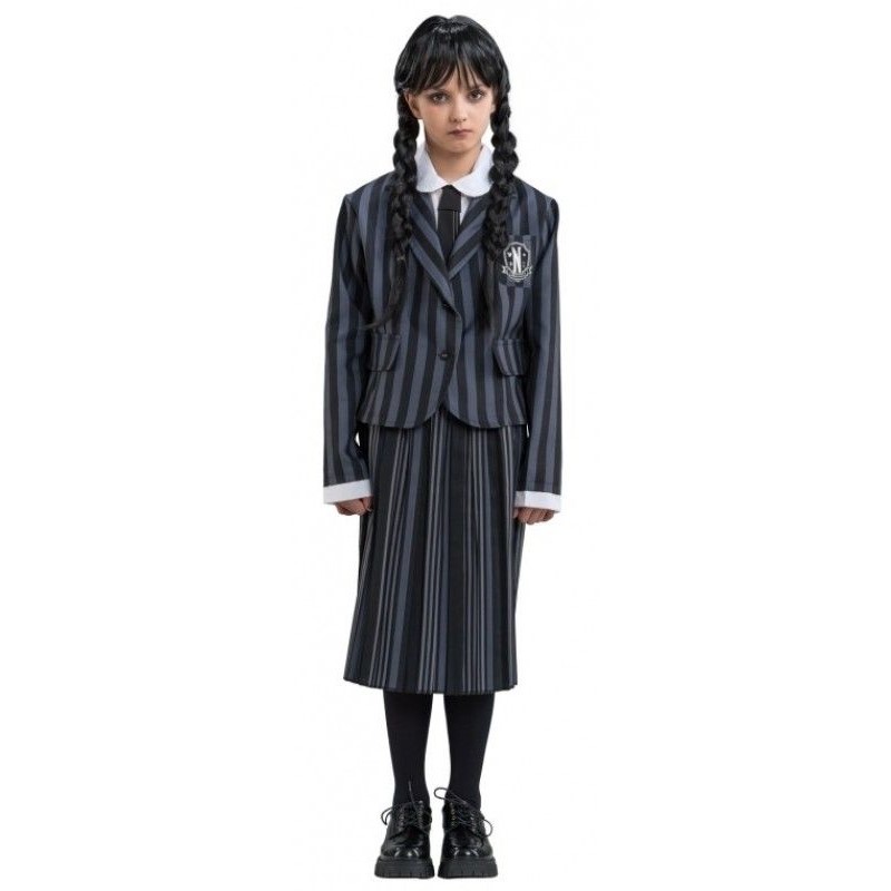 Kostým dievčenský Wednesday školská uniforma čierna/sivá