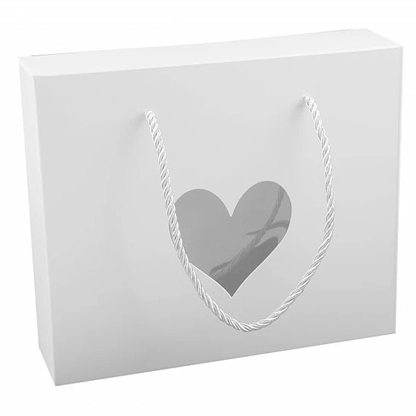 E-shop Krabica darčeková s priehľadom a krútenou šnúrkou biela 23x19,5x6 cm