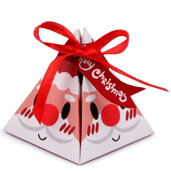 E-shop Krabička darčeková pyramída Santa 7,3 x 8 x 7,3 cm