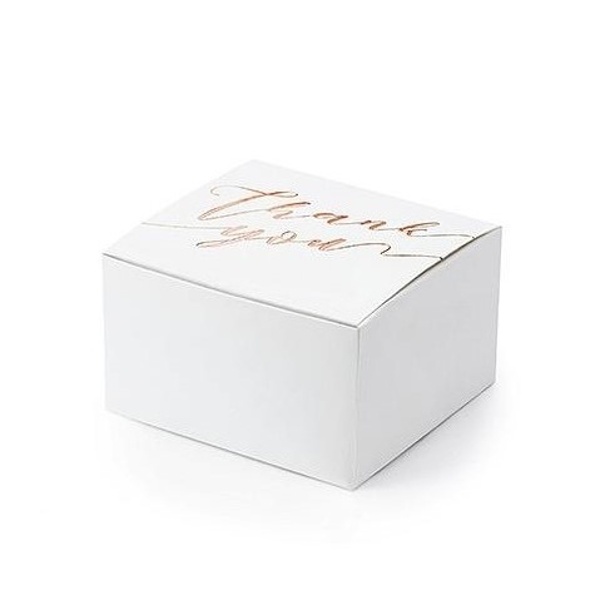 Krabiky Thank you bielej/Rose Gold 6 x 3,5 x 5,5 cm 10 ks