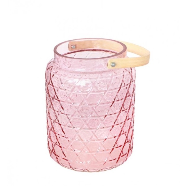 E-shop LUCERNA sklenená ružová s bambusovou rukoväťou 18x26,7cm