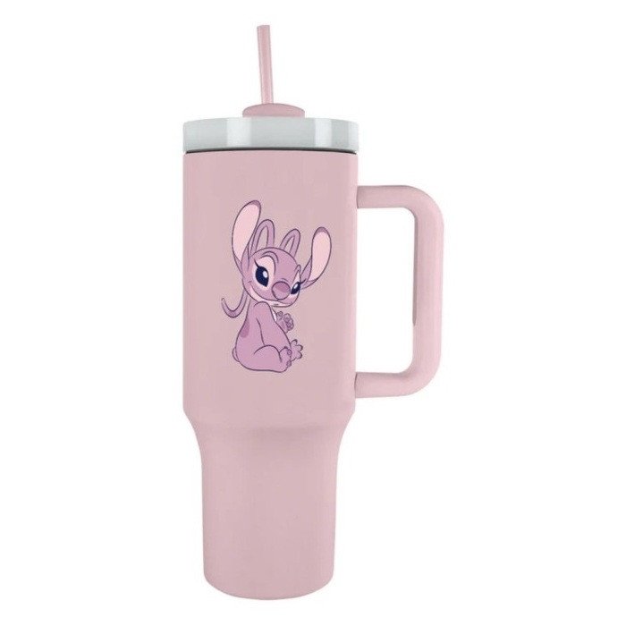 Lilo a Stitch cestovní hrnek s brčkem růžový