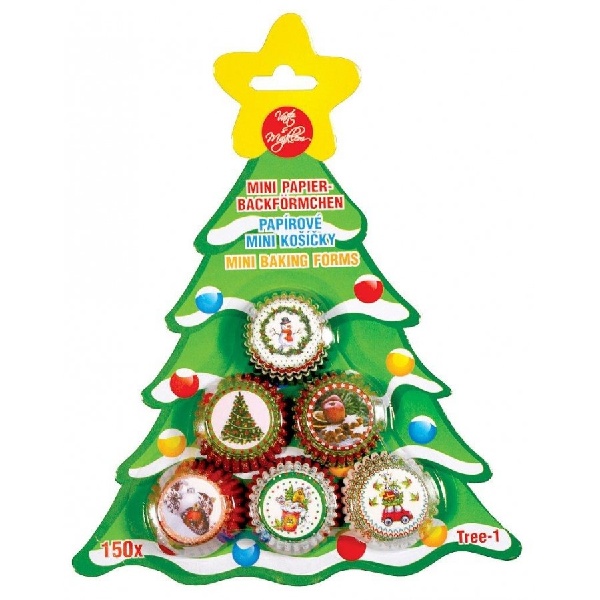 E-shop Mini košíčky na pralinky Vianočné motívy Stromček zelený 150 ks