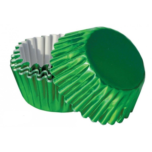 Mini košíčky na pralinky hliníkové zelené/strieborné 50 ks