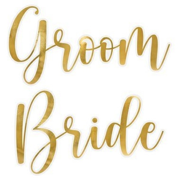 E-shop Nálepky na sklo "Groom, Bride" zlaté