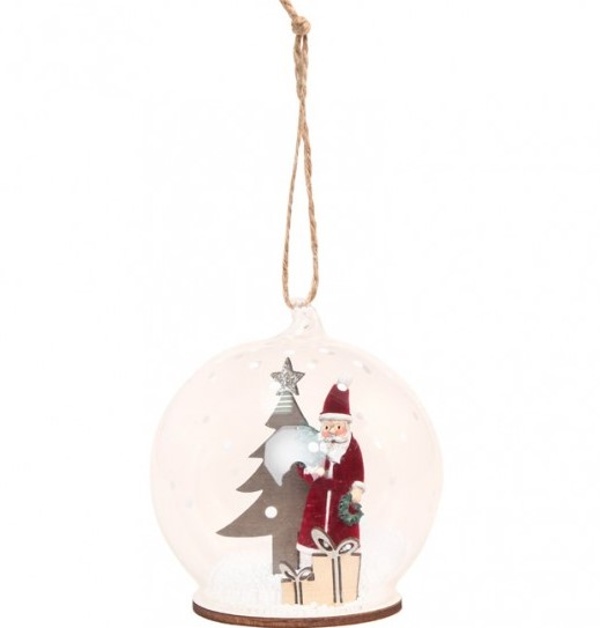 E-shop Ozdoba vianočná Santa v sklenenej guli 8,5 cm