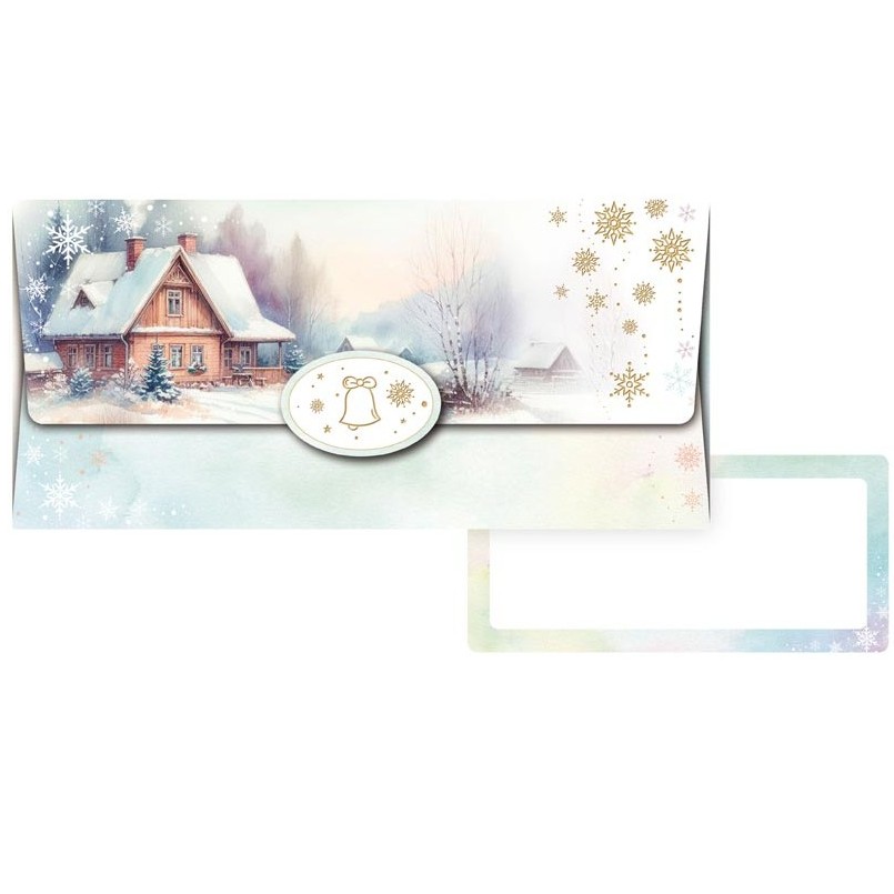 Obálka na peníze zimní chaloupka