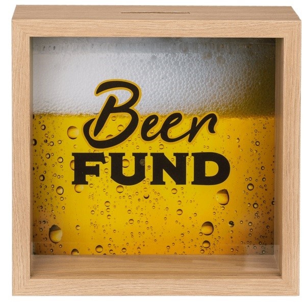 E-shop Pokladnička drevená Beer fund 20 x 20 cm