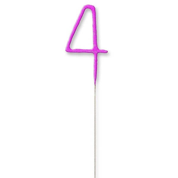 Prskavka glitrová číslica 4 ružová 17,8 cm