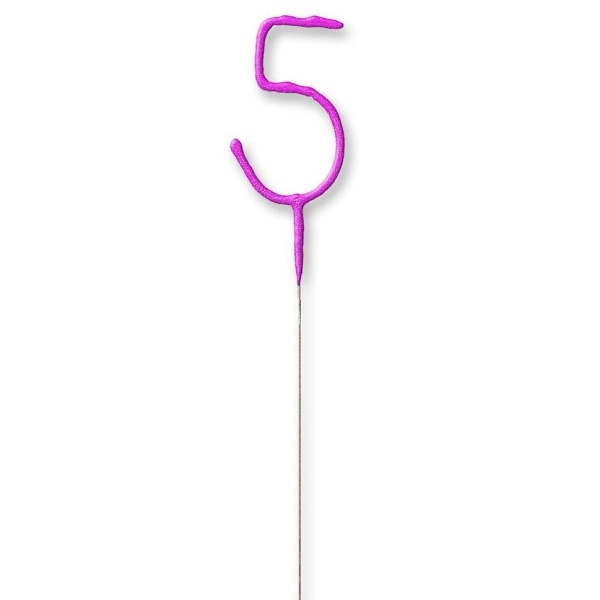 Prskavka glitrová číslica 5 ružová 17,8 cm